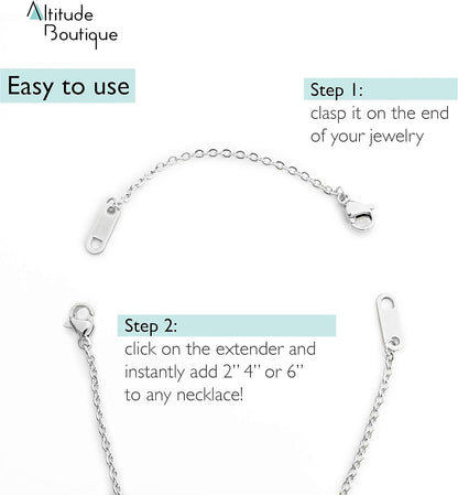 Altitude Boutique 18k Gold Plated Necklace Extenders Delicate Necklace Extender Chain Set for Women 3 Piece Set, Extensions 2", 4", 6" Inches Hypoallergenic in Gold, Rose Gold, or Silver