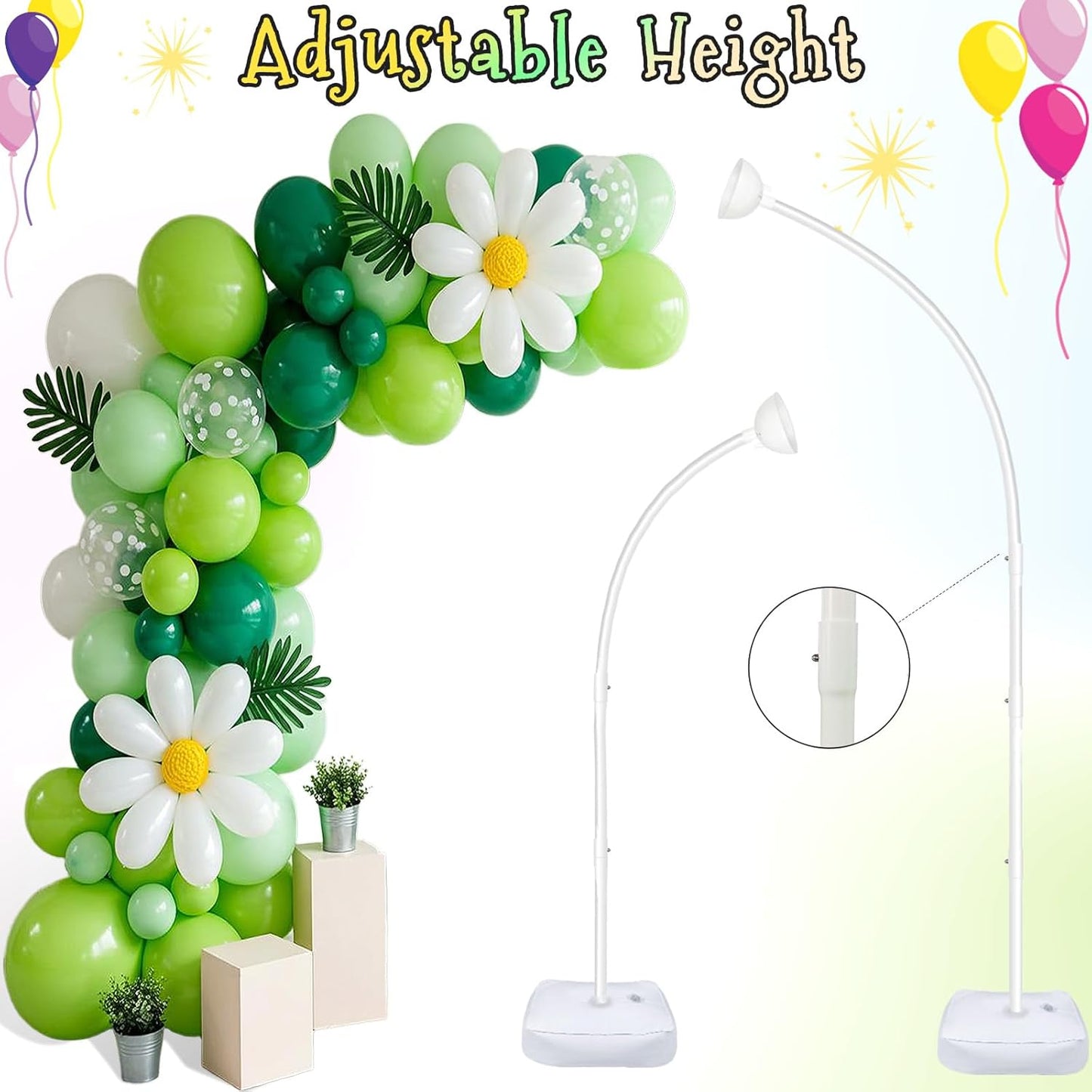 AerWo Balloon Arch Kit with Balloon Pump Electric, 8.2FT & 5FT Half Balloon Arch Stand with Base, Free Bending Balloon Stand Kit for Wedding Birthday Party Baby Shower Graduation Decorations