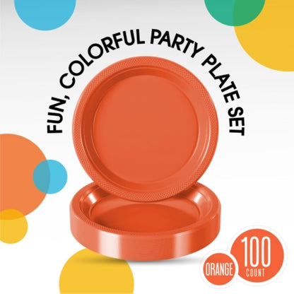 Party Solids Black Plastic Plates For Party 10" Black Disposable Plates For Party Supplies 100 Pcs Plastic Dinnerware Sets Heavy Duty 350 GSM Disposable Dinnerware Set