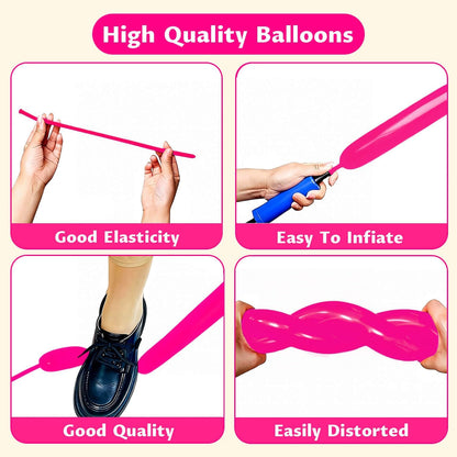 260 Clear Long Balloons for Animals, Thickening Skinny Latex Twisting for Arch Modeling Magic Clown Birthday Wedding Party Decorations 100pcs