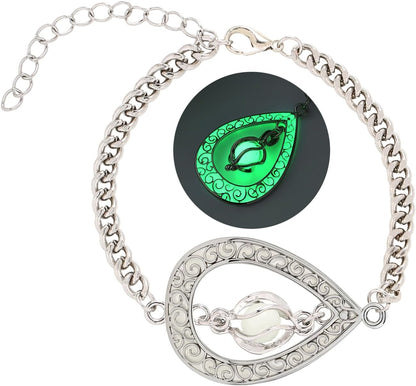 EEQQBZ Glow in The Dark Silver Teardrop shape bracelets,Fantasy Glowing Jewelry bracelets