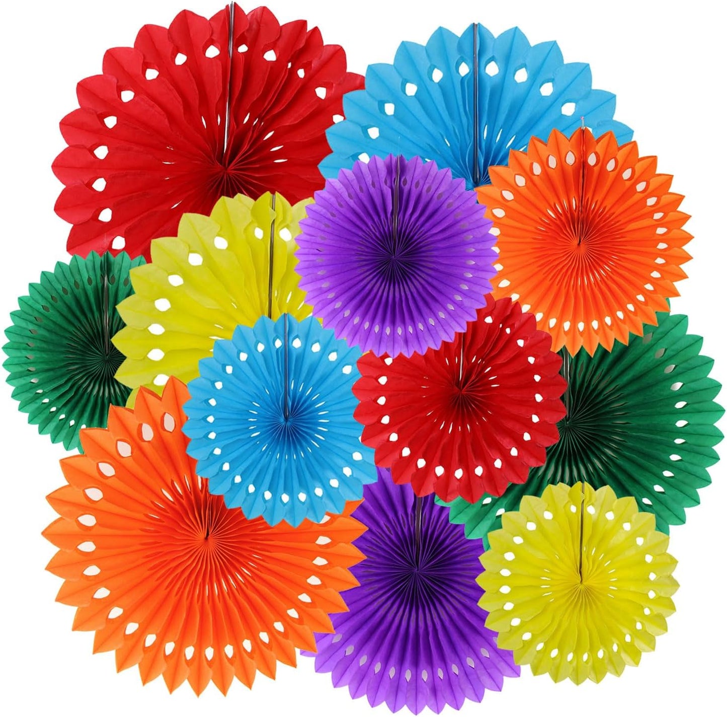 ZOOYOO Hanging Paper Fans Party Decorations,12 Pcs Pastel Rainbow Honeycomb Round Fans,Ceiling Decor for Easter,Wedding,Birthday,Summer Day Party Backdrop