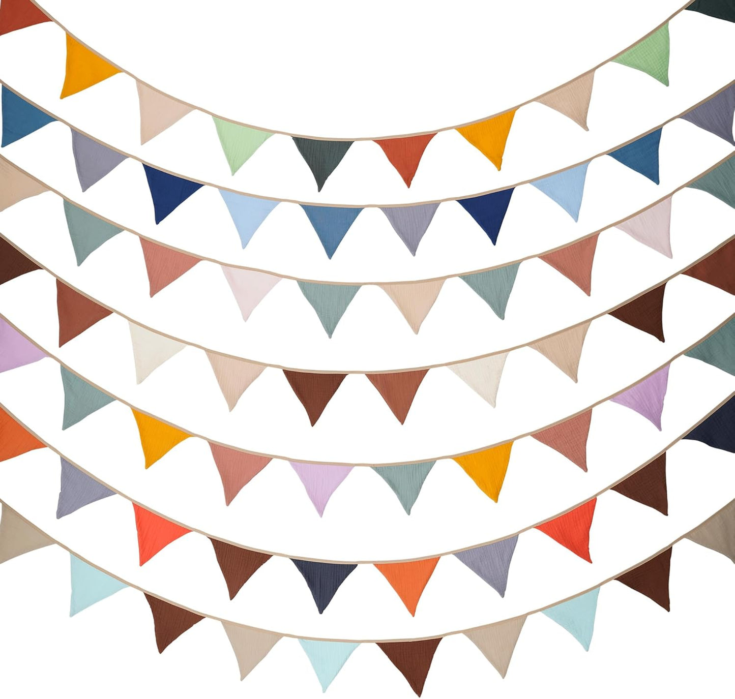 Fabric Bunting Banner, 2 Pack Handmade Neutral String Banner Each 8.5 ft 10 Flags Nursery Wall Hanging Wedding Birthday Home Baby Shower Party Decoration Bunting (Pink Candy)