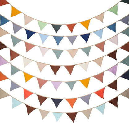 Fabric Bunting Banner, 2 Pack Handmade Neutral String Banner Each 8.5 ft 10 Flags Nursery Wall Hanging Wedding Birthday Home Baby Shower Party Decoration Bunting (Pink Candy)