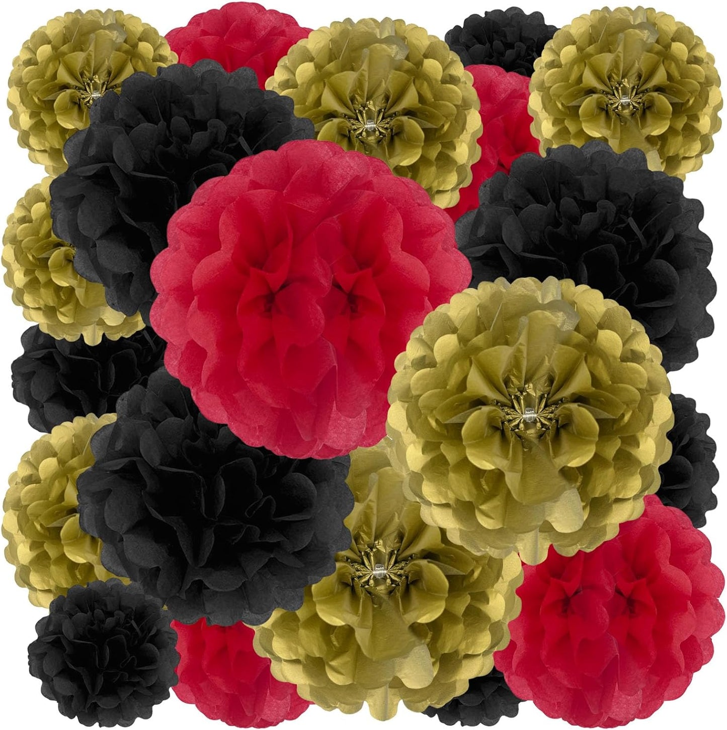 Tissue Paper Pom Poms, Pink Tissue Paper Flowers, Hanging Flower Balls for Weddings Fiesta Parties Birthday Baby Showers Classroom Bridal Shower Decoration (18Piece Set-6/10/12/14Inch)