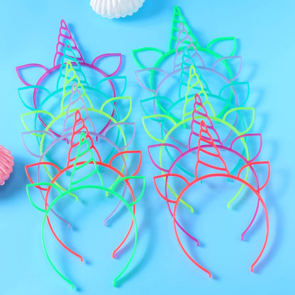 ZIRICHER 6 Colors Glow in the Dark Headbands, Plastic Light Up Hair Band Crowns Luminous Headband For Girls Party Headbands