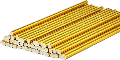 Disposable Paper Straws Solid Green - 7.75'' x 0.24'', 100 Counts - for Drinking, Beverage, Juice, Soda, Bar Supplies