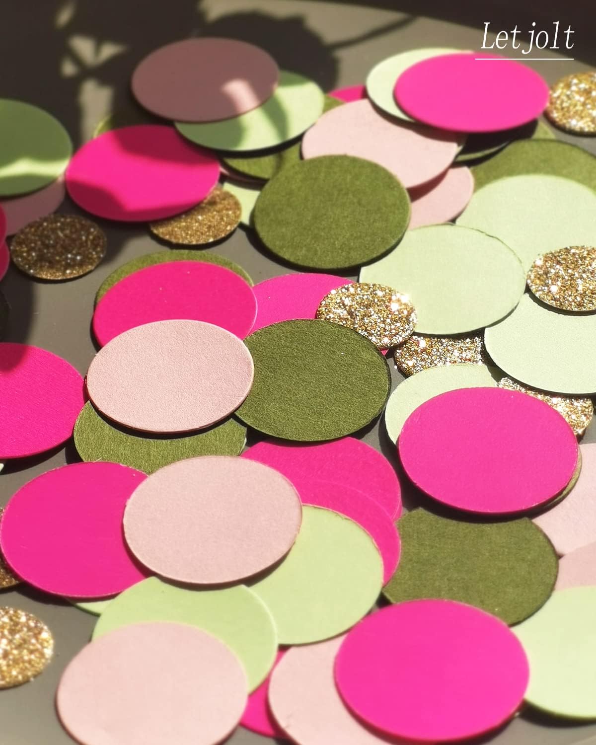 Green Confetti Glitter Golden Greenery Scatter Table Decoration Surprise Paper Craft Anniversary Supplies Birthday Party Bridal Baby Shower Party Wedding Gift Circle Dots Decor 100 Pcs