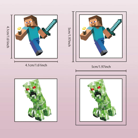 40 Sheets Minecraft Temporary Tattoos Stickers, Sheets Fake Body Arm Chest Shoulder Tattoos for Men or Women with