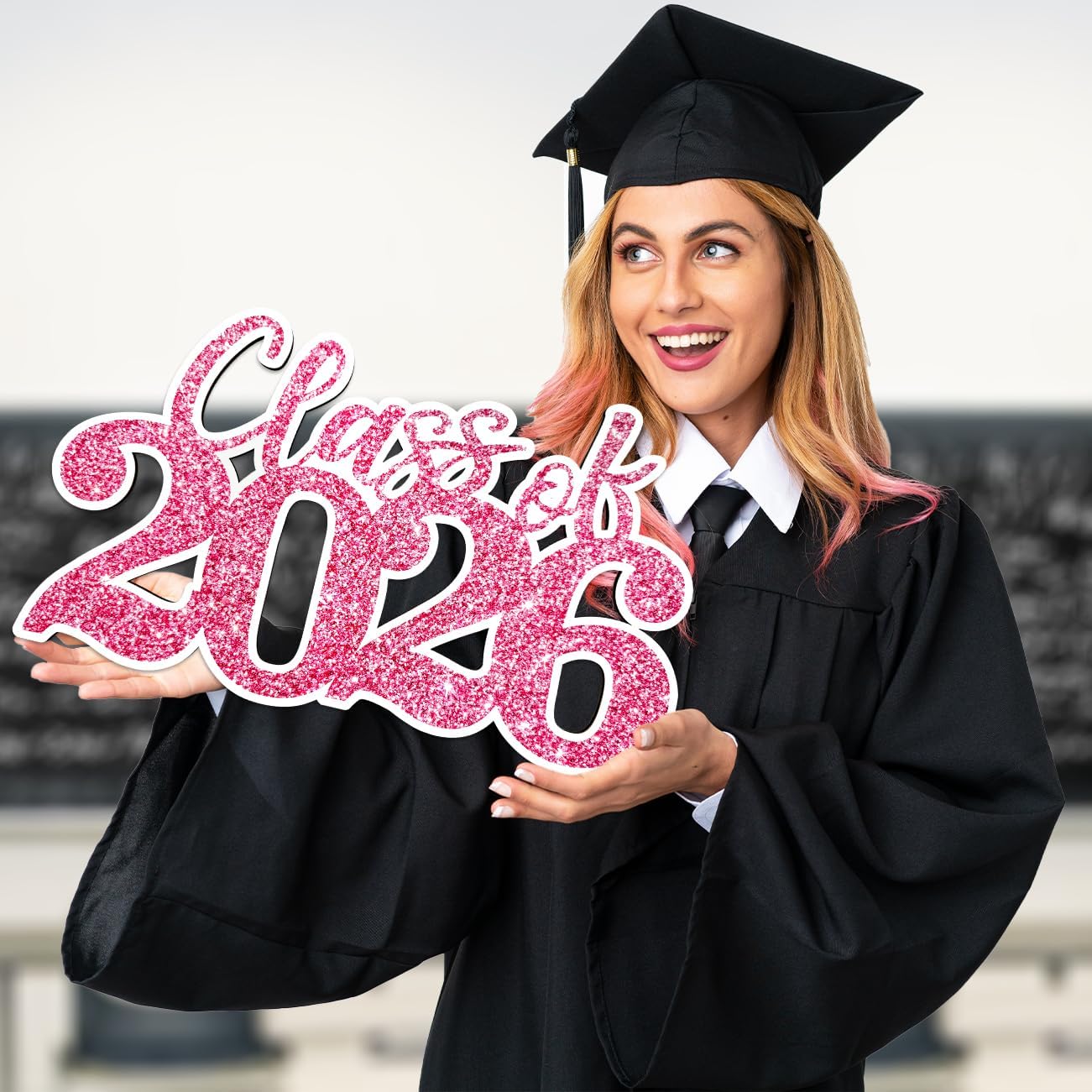 Class of 2026 Wooden Sign Graduation Party Decorations 2026 White Graduation Photo Booth Prop Senior2026 Sign for High School College Party