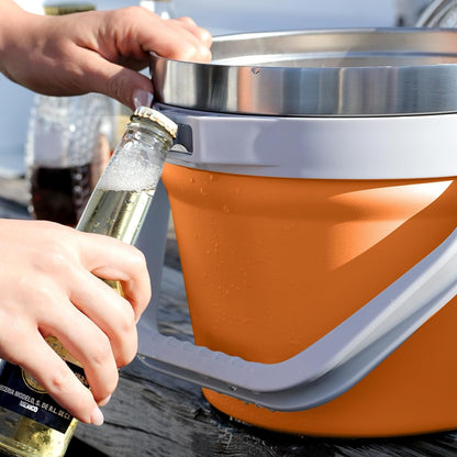 COKTIK 7L Insulated Ice Bucket with Lid，Double Wall Vacuum Stainless Steel Beverage Bucket Keeps Frozen Longer，Holds 6 Longnecks or 3 Bottles of Wine，for Cocktail, Champagne, Large Parties(Blue)