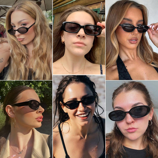 4Pack Colorful Party Sunglasses Bulk Retro Small Rectangle Shades Set Women Vintage Square Sun Glasses