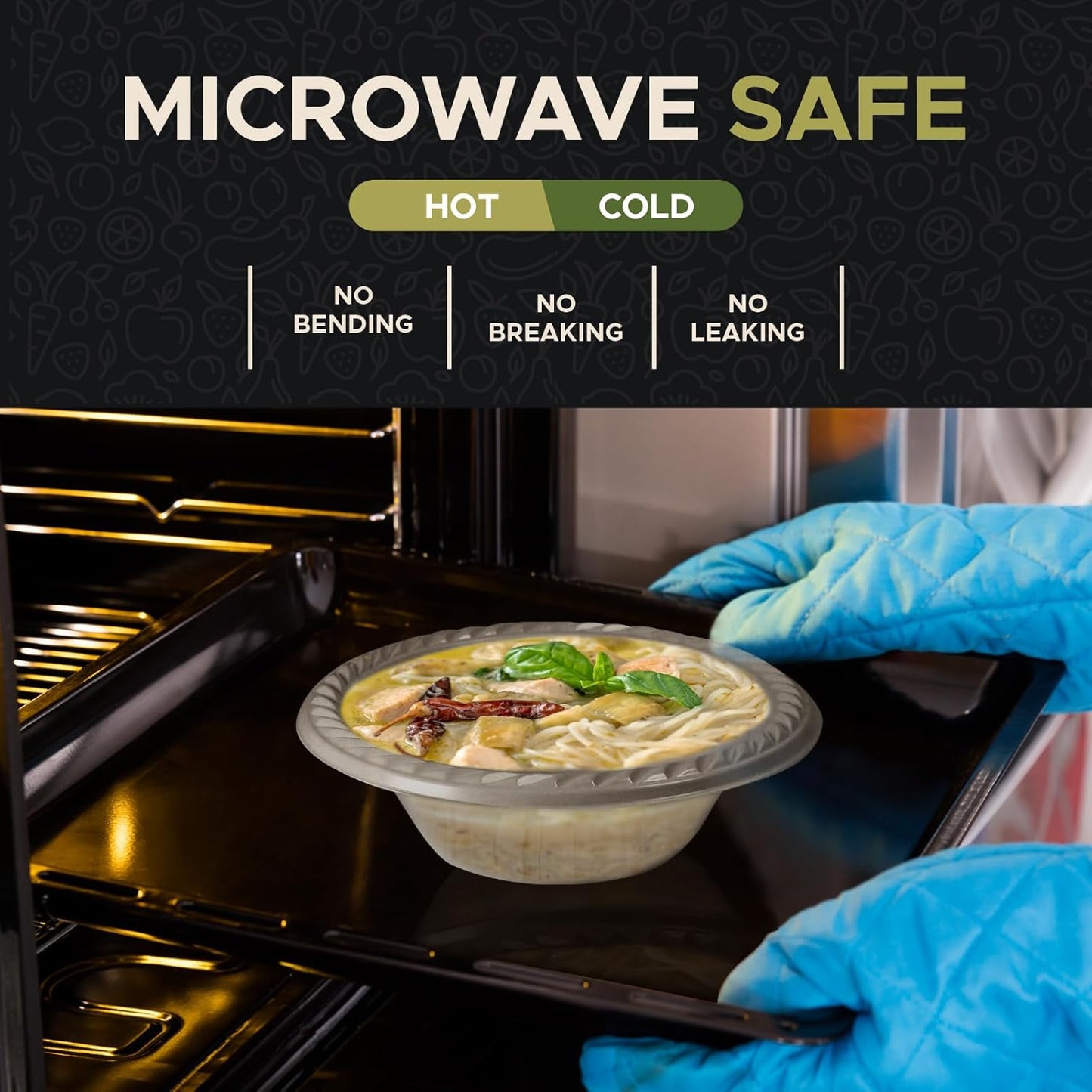 Clear Disposable Plastic Bowls [Pack of 40 | 12oz] Microwave Safe - Sturdy Rimmed Soup/Salad/Dessert/Ice Cream Bowls For Weddings, Parties, Kitchen Use