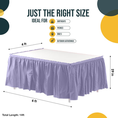 Exquisite Ruffle Table Skirt Black 6 Pack 14 Ft Long Table Skirts for Rectangle Tables 6ft Plus or Round Tables Skirts with Adhesive Strip for Gender Reveal Decor & Happy Birthday Parties