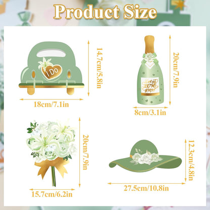 SUNBEAUTY 38 PCS Sage Green Wedding Photo Booth Props,Bridal Shower Photo Props, Engagement Party Decorations, Wedding Decorations for Ceremony Outside, Wedding Party Supplies for Girls
