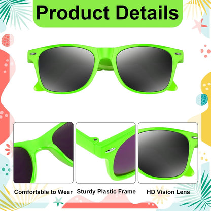 NEBURORA 6 Pack Black Sunglasses Bulk Retro Black Shades Party Sunglasses for Adult Men Women Summer Beach Party Accessories