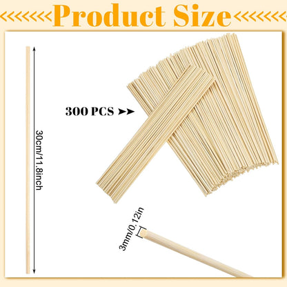 150 Pcs Wooden Dowel Rods - 1/8 x 12 Inch Wooden Sticks for Crafts Unfinished Cake Dowels Sticks for Flower Bouquet and DIYers
