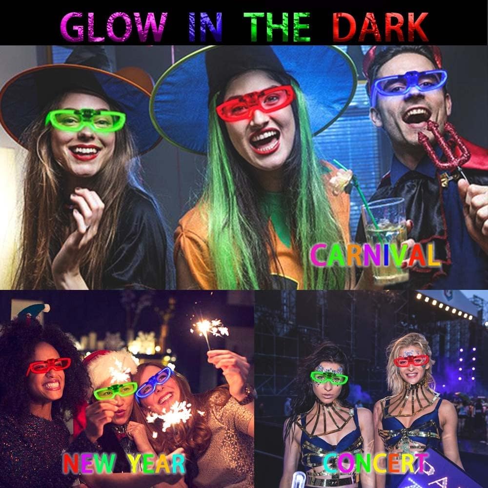 25 Packs LED Glasses Mardi Gras Party Supplies ,5 Neon Colors,3 Light Modes Light up Glow Sticks Glasses Toys Party Favors for kids Adults Fit world cup 2026 4th of July New Year Eve Graduations