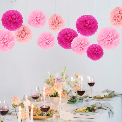 BestoFun 16 PCS Sage Green Party Decorations Tissue Paper Flowers Christmas Party Decors Hanging Pom Poms Decorations for Xmas New Year Winter Holiday Decorations