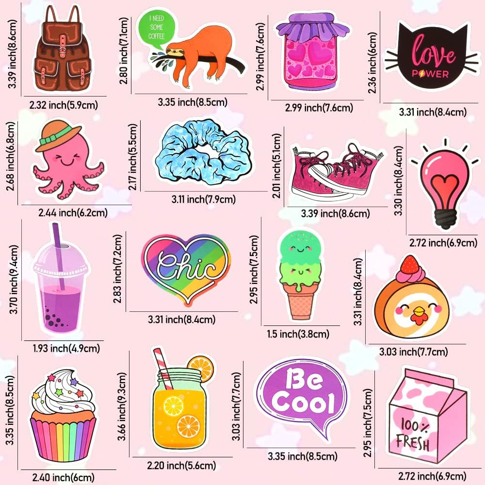 QTL Neon Stickers for Teens & Students Prizes, Waterproof Vinyl Party Favor Stickers, School Rewards, Water Bottle and Laptop, 50PCS - Colors B