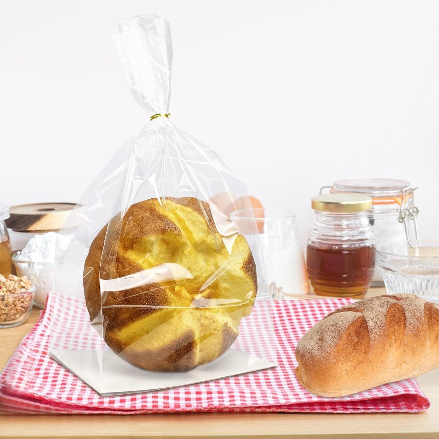Gusseted Flat Bottom Cellophane Bags with Paper Insert 50Pcs 4x2x8 Inches Smore Bags