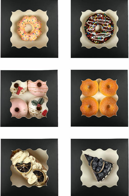 Bakepacker Brown 30-Packs Bakery Boxes with Window 6x6x3 inches Thick & Sturdy Macaroon Pastry Boxes Cookie Boxes for Bakerys