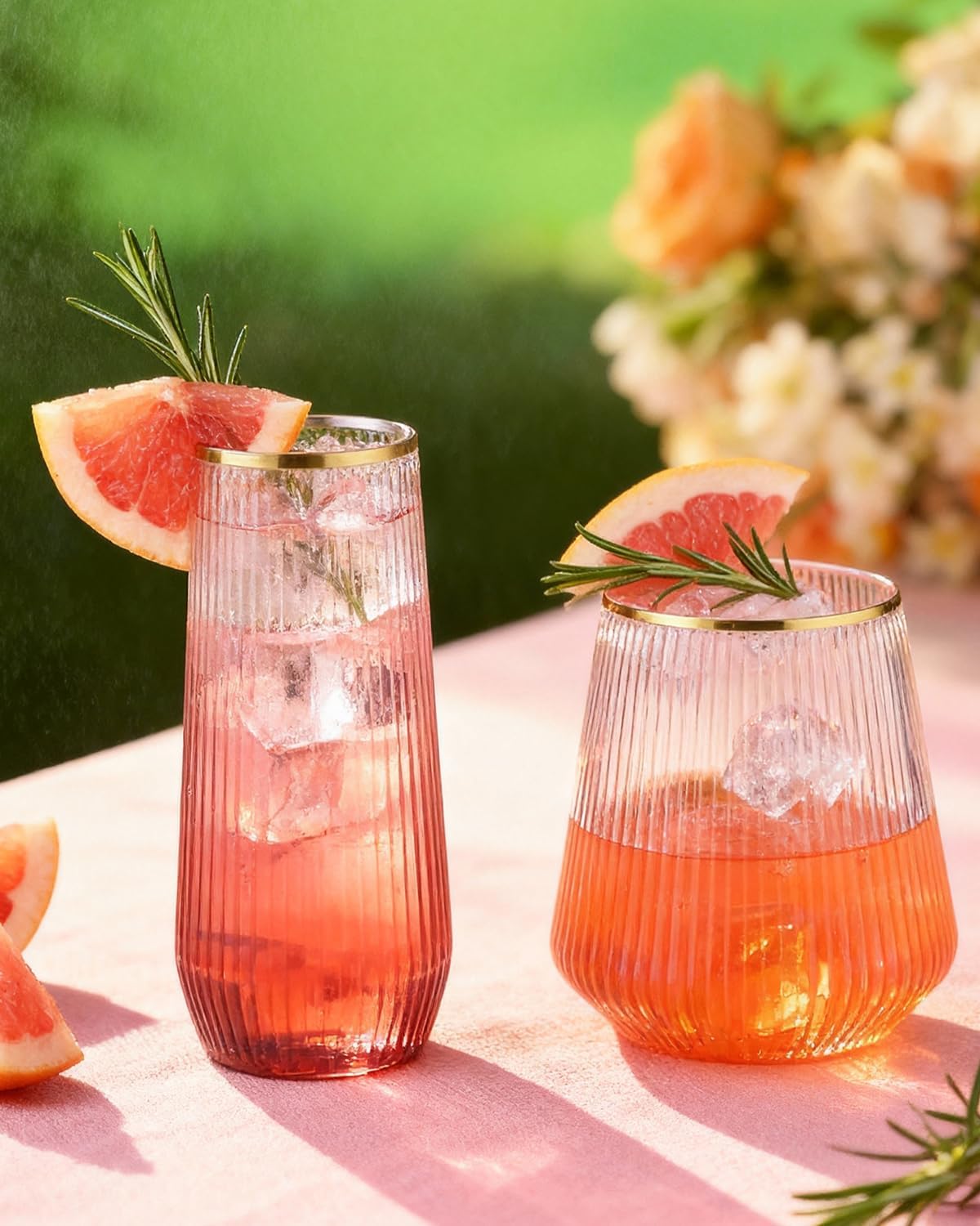 BESTSTAR 48 Pack Disposable Ribbed Origami Ripple Plastic Glasses Set - 24 9 OZ Stemless Champagne Flutes & 24 12OZ Cups, BPA-Free Shatterproof Clear Drinkware for Weddings, Parties & Events (Clear)