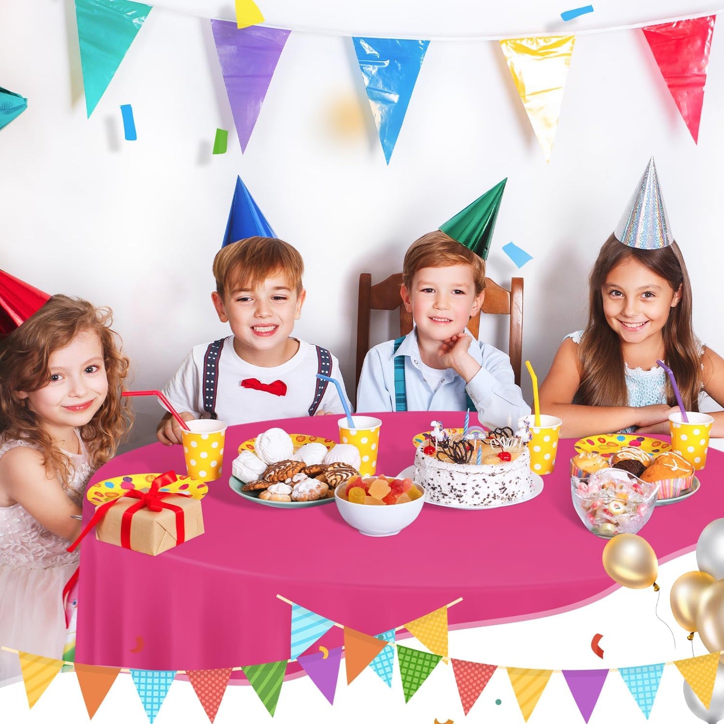 tujol Royal Blue 6 Pack Plastic Table Cloth 54" x 108", Disposable Tablecloths Rectangle Table Cover, Plastic Tablecloths for Parties