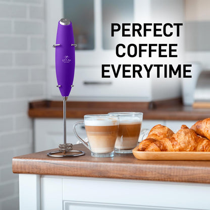 Zulay Kitchen Powerful Milk Frother Wand With Duracell Batteries - Ultra Fast Handheld Drink Mixer - Electric Whisk Foam Maker for Coffee, Lattes, Cappuccino & Matcha - Z1 Motor - Black - Colors C