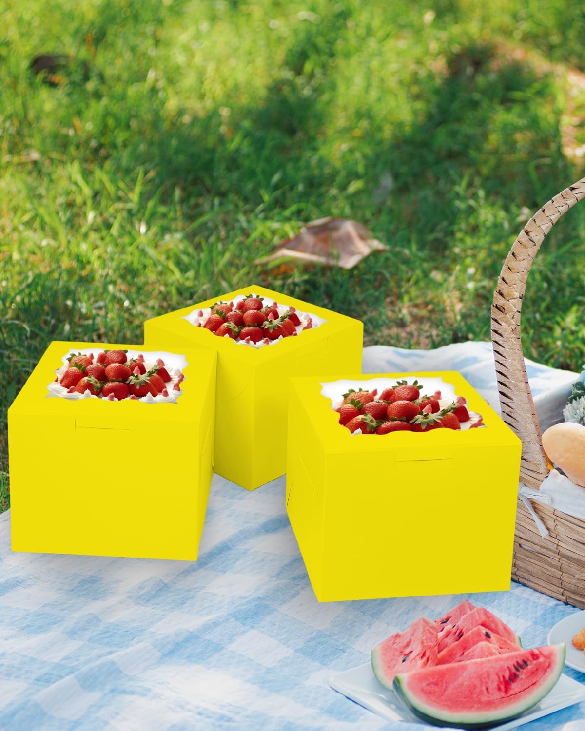 Bakepacker 36pcs 8x8x5 Inches Cake Boxes with Window 18-Packs Black 8 Inch Bakery Boxes (18 Cake Boxes +18 Cake Boards Included)