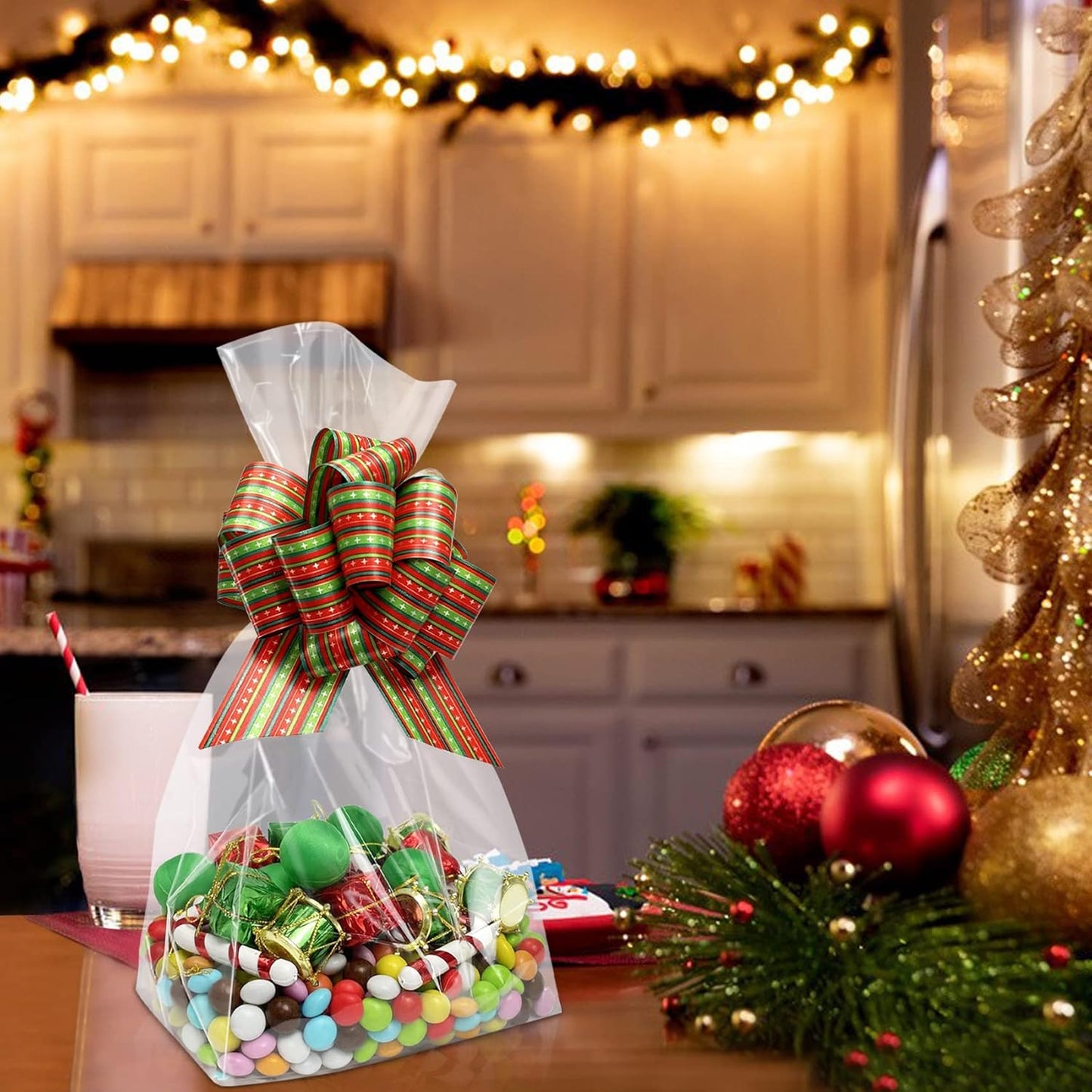 Gusseted Flat Bottom Cellophane Bags with Paper Insert 50Pcs 4x2x8 Inches Smore Bags