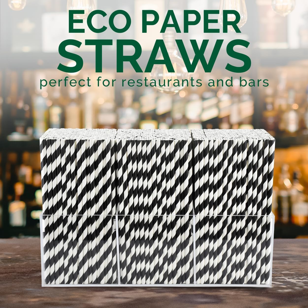 Black Paper Straws 1000 Count - 7.75" x 0.24", 100% Biodegradable & Compostable, Disposable Drinking Straws Bulk - Cocktail, Bars, Restaurants