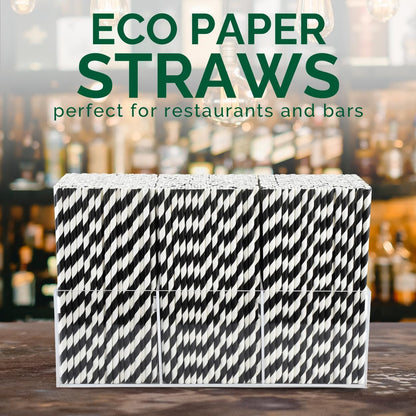 Black Paper Straws 1000 Count - 7.75" x 0.24", 100% Biodegradable & Compostable, Disposable Drinking Straws Bulk - Cocktail, Bars, Restaurants