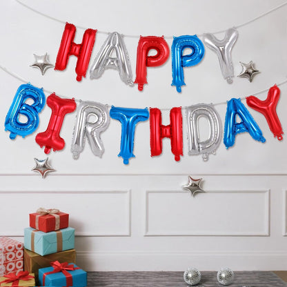 Happy Birthday Balloons Banner, Foil Balloon Personalized Name Letters Balloons Sign Birthday Party Decorations for Women Men Boys Girls Cream