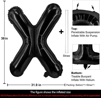 Lovoir 40 Inch Large Black Letter A Balloons Big Size Jumbo Mylar Foil Helium Balloon for Birthday Party Celebration Decorations Alphabet Black A