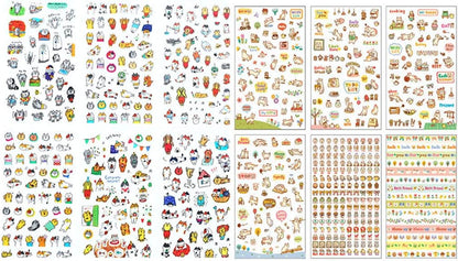 ALIMITOPIA Adhesive Sticker,12 Sheets(240pcs) Stamp Shape DIY Decorative Paper Paster Ornament Mark
