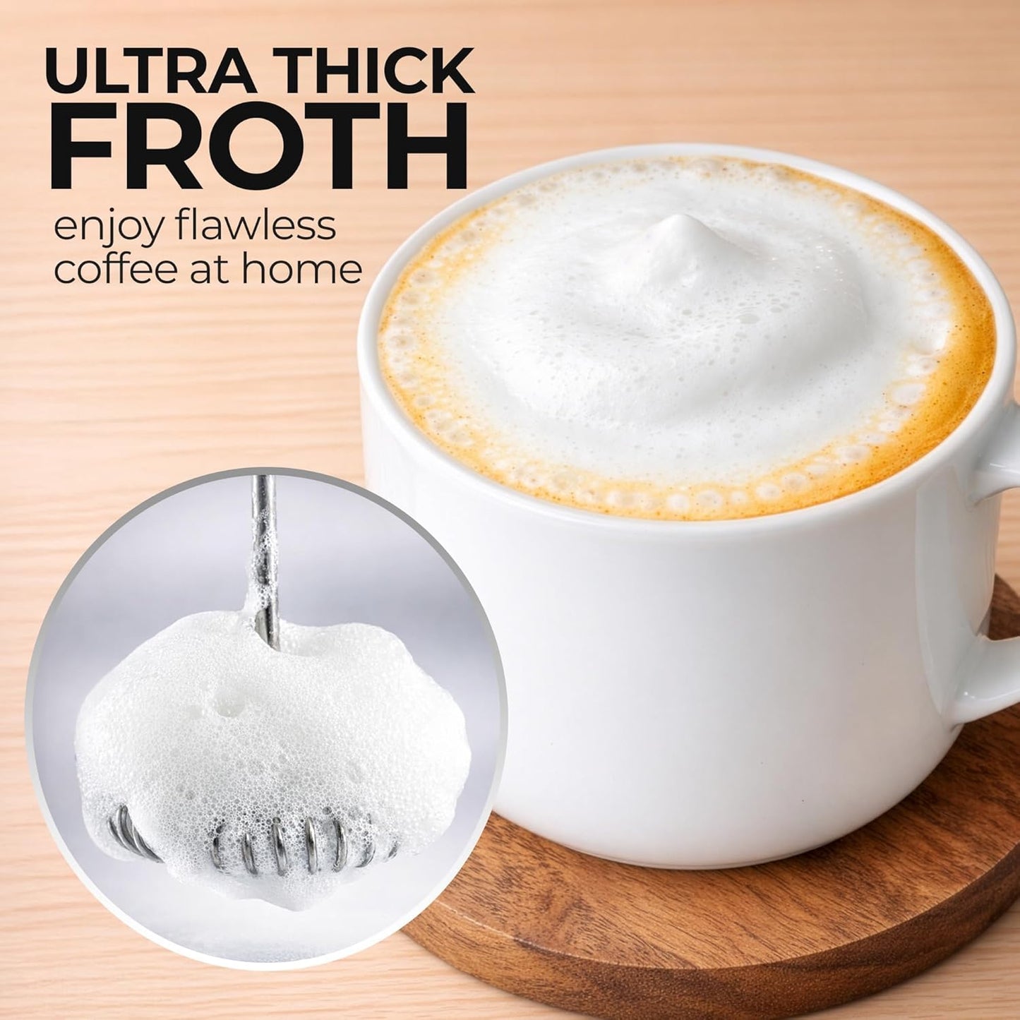 Zulay Kitchen Powerful Milk Frother AA Batteries Included – Ultra Fast Handheld Drink Mixer with Stainless Steel Whisk Stirrer for Coffee, Protein, Matcha & More, Frother Wand Electric Frothmate Black - Colors E