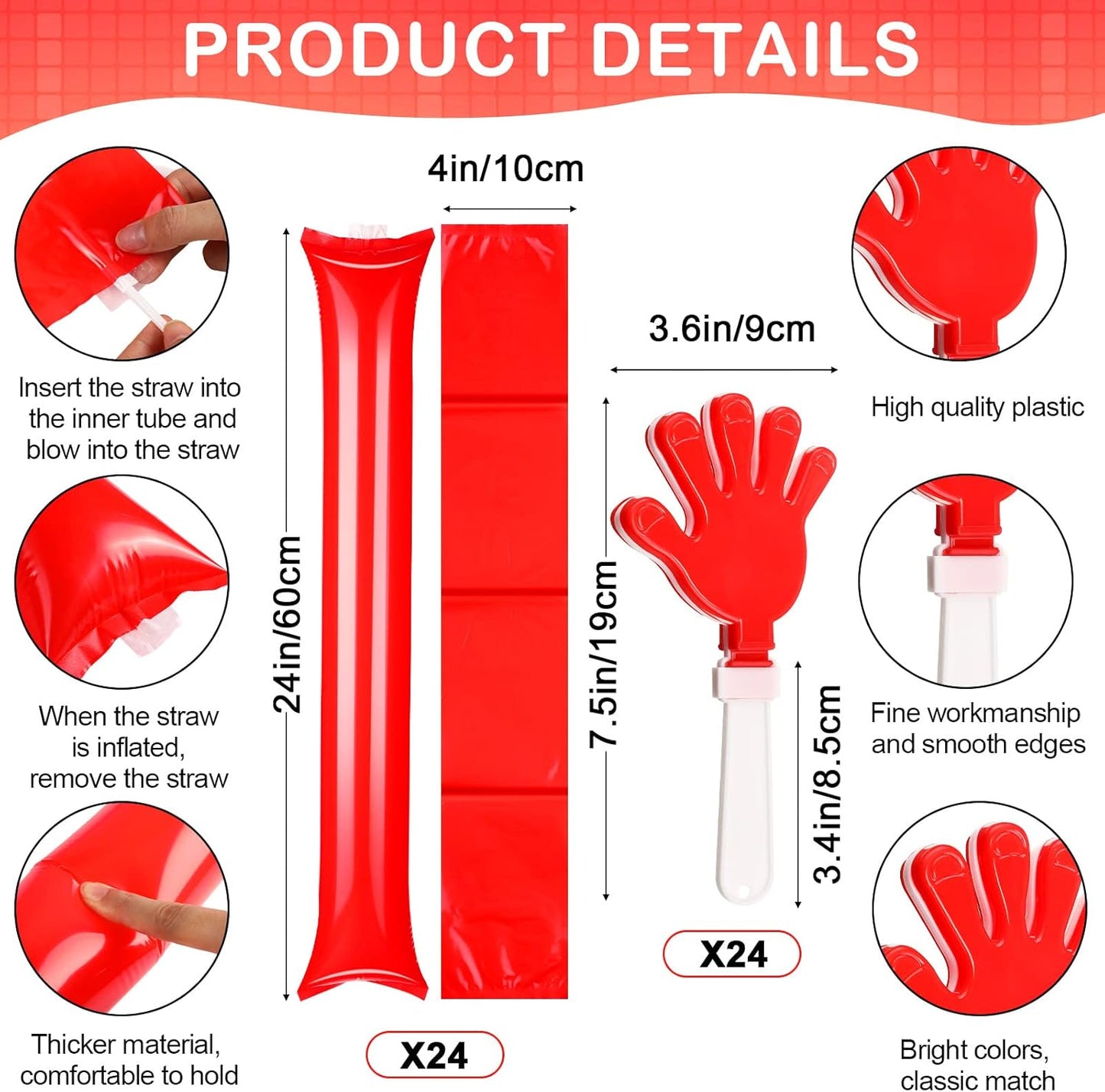 Yunsailing 96 Pcs Homecoming Noisemakers Team Spirit Accessories for Game Day Include Hand Clappers Cheerleading Pom Pom Thunder Stick Cheer Party Blower Plastic Whistle for Sport Fans(Gold)
