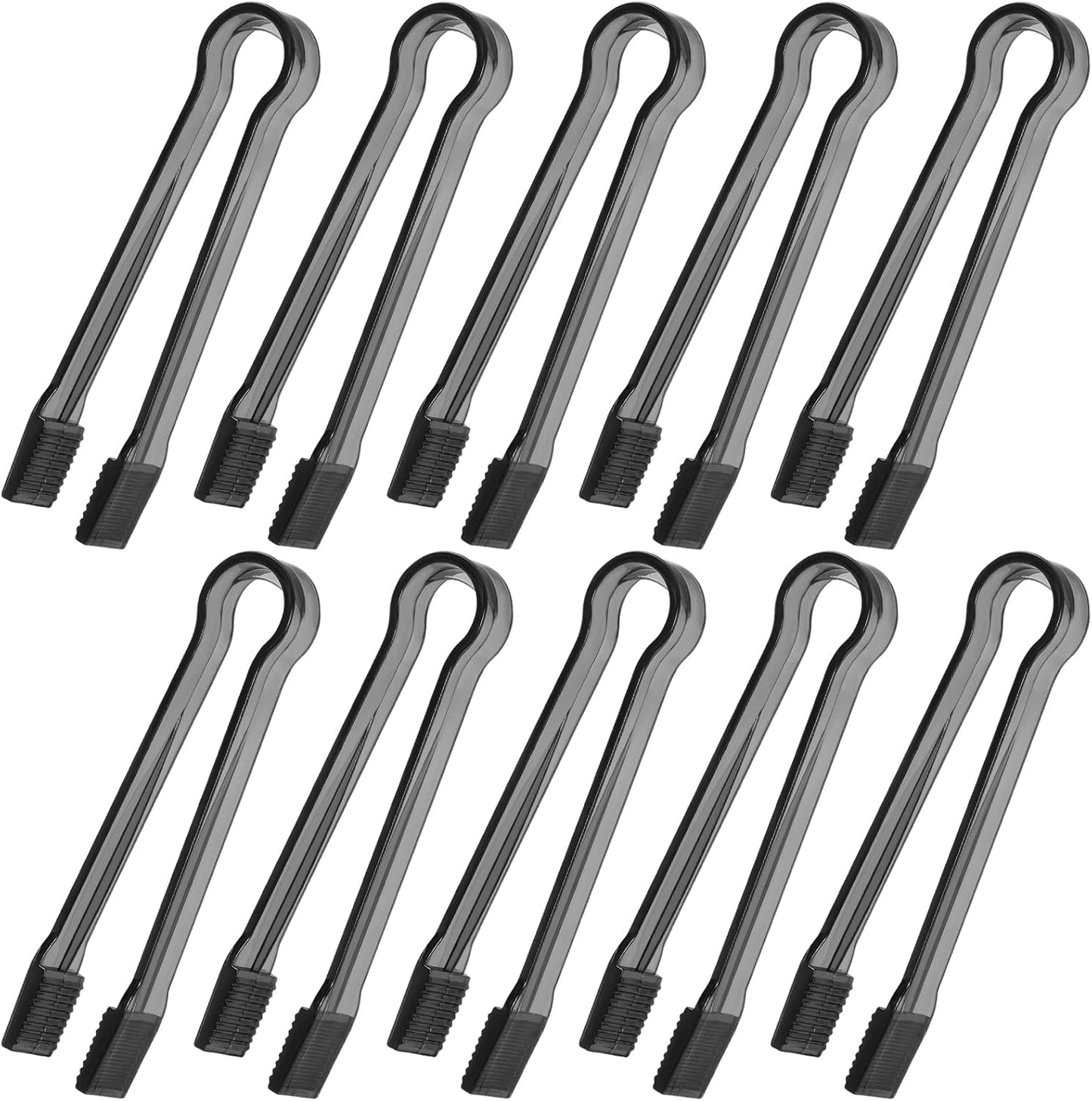10 Pcs Plastic Buffet Serving Tongs, Clear Kitchen Tongs Mini Serving Utensil Tongs for Food Ice Salad Buffet Barbecue Cookies, 6.3 Inches