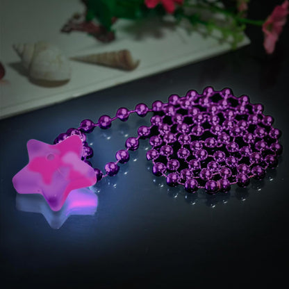 6 Pack Clear LED Glow Star Necklace Bulk Beaded Necklaces for Halloween Christmas Decorations Mardi Gras Party Favors