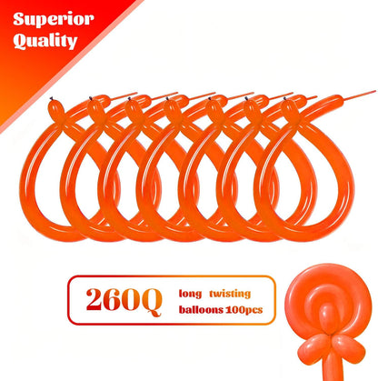 260 Clear Long Balloons for Animals, Thickening Skinny Latex Twisting for Arch Modeling Magic Clown Birthday Wedding Party Decorations 100pcs
