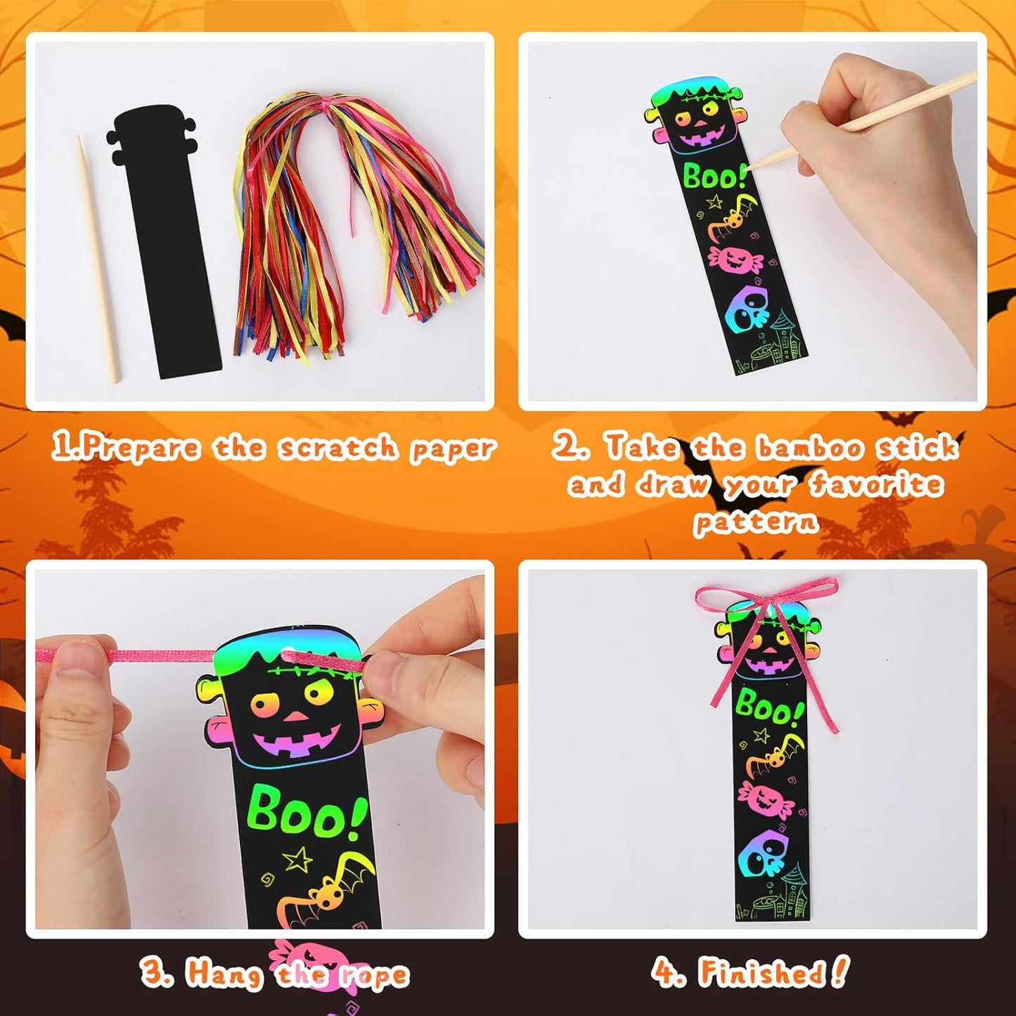 JUNEBRUSHS 30Pcs Ocean Crafts, Rainbow Magic Ocean Animals Scratch Bookmarks Under The Sea Party Favors Games for Activities Summer Arts and Crafts