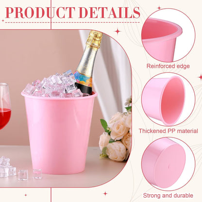 Layhit 24 Pcs Plastic Ice Buckets for Parties 3 Liters Wine Bucket Portable Ice Holder Disposable Wine Cooler for Party Wedding Party Beverages Champagne Soda and Beer (Gold)