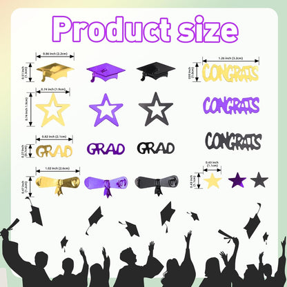 Gold and Black Graduation Confetti 2026, 1000 Pcs Congrats Grad Confetti Class of 2026 Party Table Centerpiece for 2026 Graduation Party Decorations