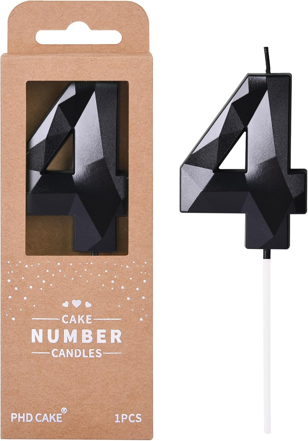 PHD CAKE 2.76 Inch Crystal Black 9 Number Birthday Candles, Black Number Candles, Cake Number Candles, Party Celebration