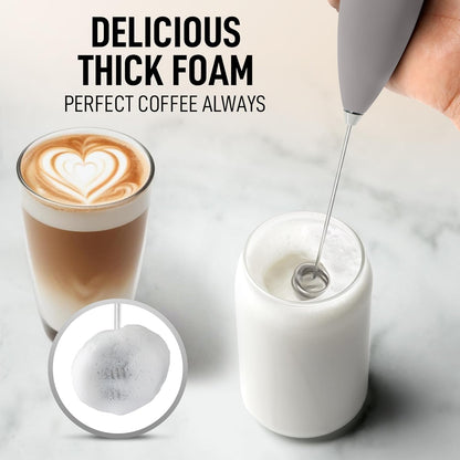 Zulay Kitchen Powerful Milk Frother Wand With Duracell Batteries - Ultra Fast Handheld Drink Mixer - Electric Whisk Foam Maker for Coffee, Lattes, Cappuccino & Matcha - Z1 Motor - Black - Colors D