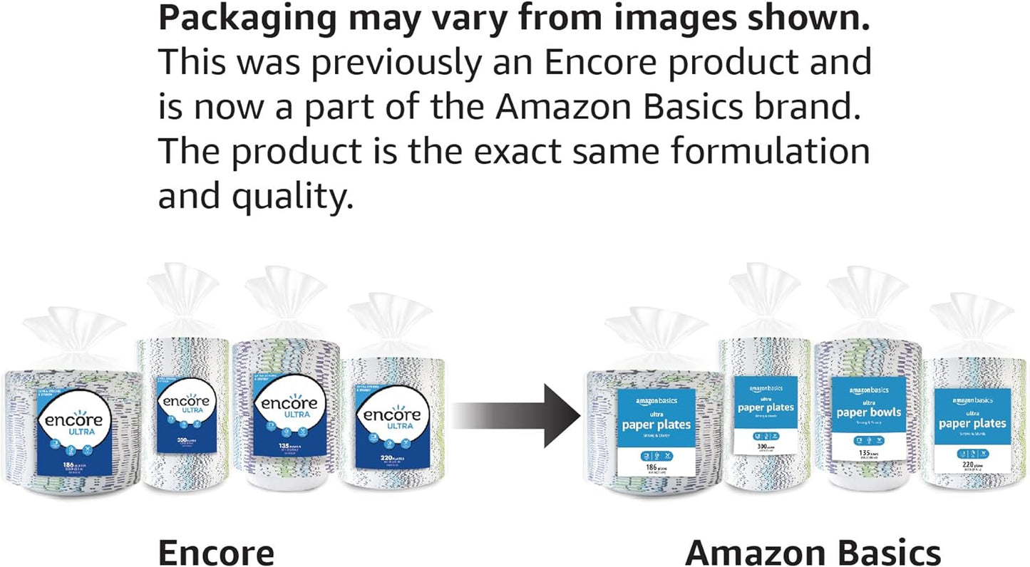Amazon Basics Ultra Disposable Paper Bowls, 20 Oz, Microwave Safe, Soak Proof, Strong & Sturdy, White, 50 Count
