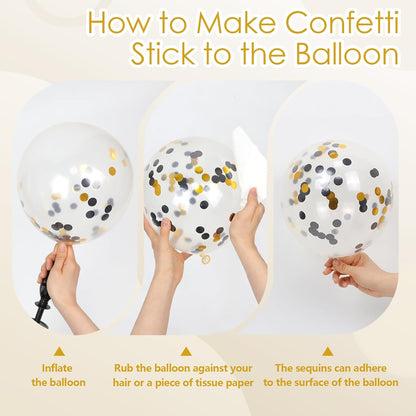 Silver Confetti Balloons 12 inch, Clear Latex Balloon 50pcs Party Balloons for Wedding Bridal Shower Engagement Graduation Birthday Party Decorations