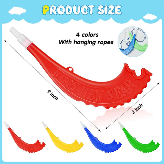 Sumind 8 Pcs Plastic Shofar Kids Rosh Hashanah Decorations Toy Colorful Rosh Hashanah Horns Craft Decorative Shofar Instruments for Joyful Parties New Year Party Favors