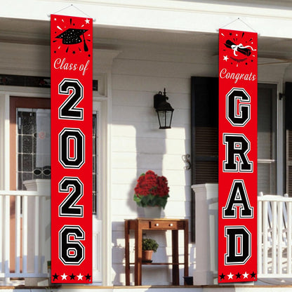 DAZONGE 2026 Graduation Decorations Blue, Congrats Grad Porch Banner for Any Schools or Grades 2026 Graduation Party Decorations